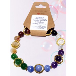 PULSEIRA ANCESTRAL - 7 CHAKRAS CÍRCULOS DE LUZ (C/ PEDRAS SEMI-PRECIOSAS)